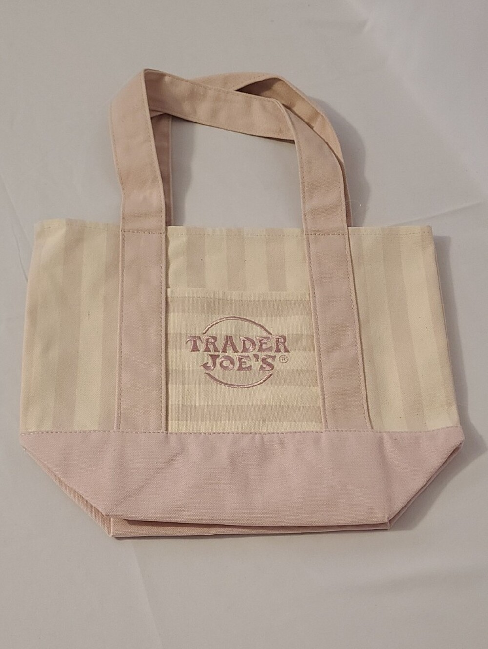 Trader Joe's Pink Striped Mini Canvas Tote Bag - Picture 2 of 9